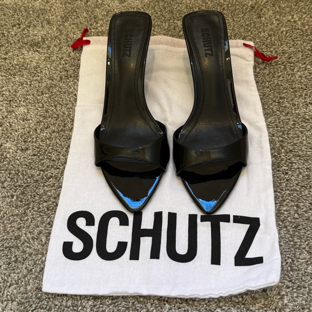 Schutz Elodie Patent Leather Heel Sandal